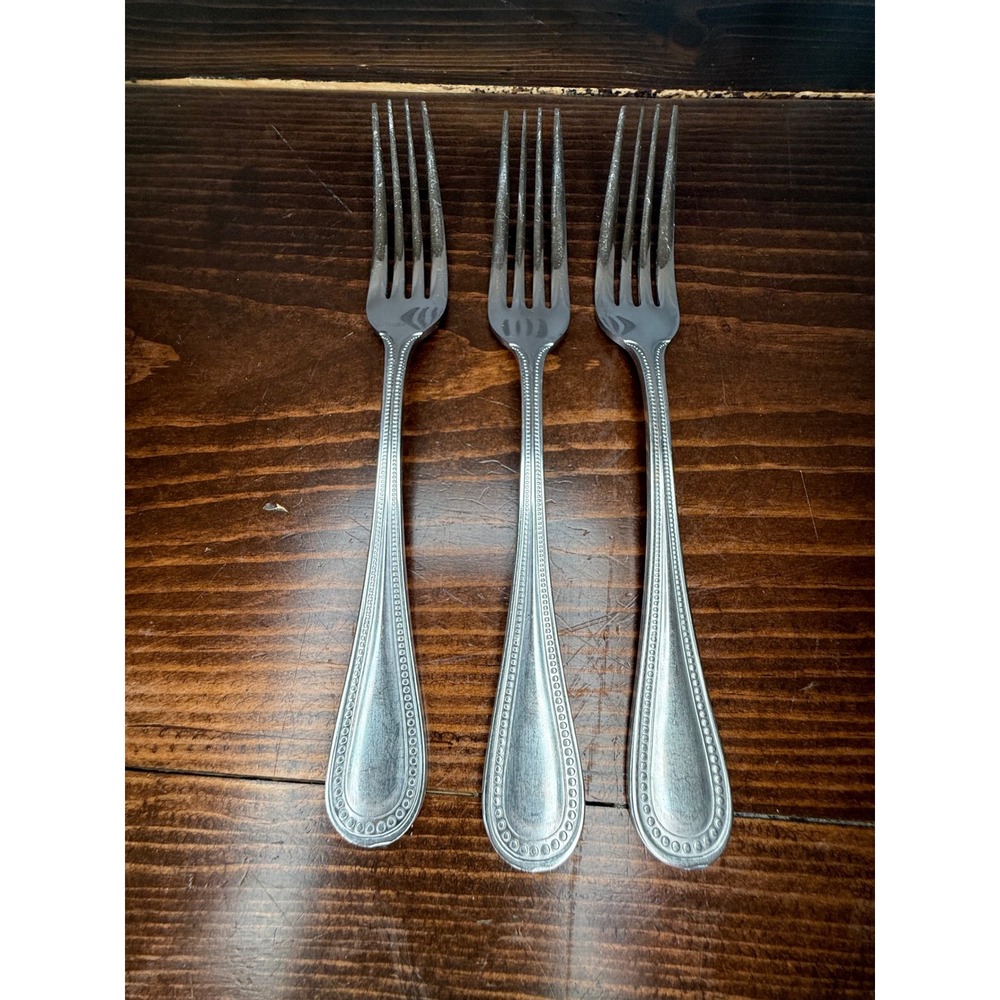 Supreme Cutlery Japan Stainless Beaded Pattern Dinner Forks Set of 3 Replacement